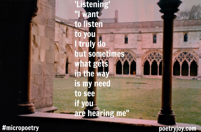 Cathedral cloisters ~ listening poem pin