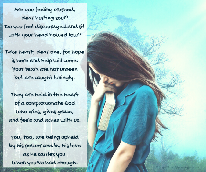 lift - being lifted up - sad girl in a forest - Are you feeling crushed poem excerpt (C) joylenton @poetryjoy.com